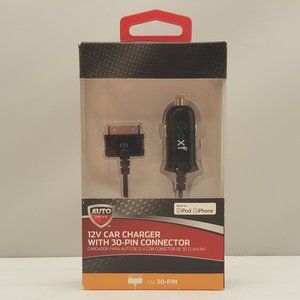 Auto Drive / Goxt 12V Car Charger with 30 Pin Connector | 3' Cable 23676W | NEW